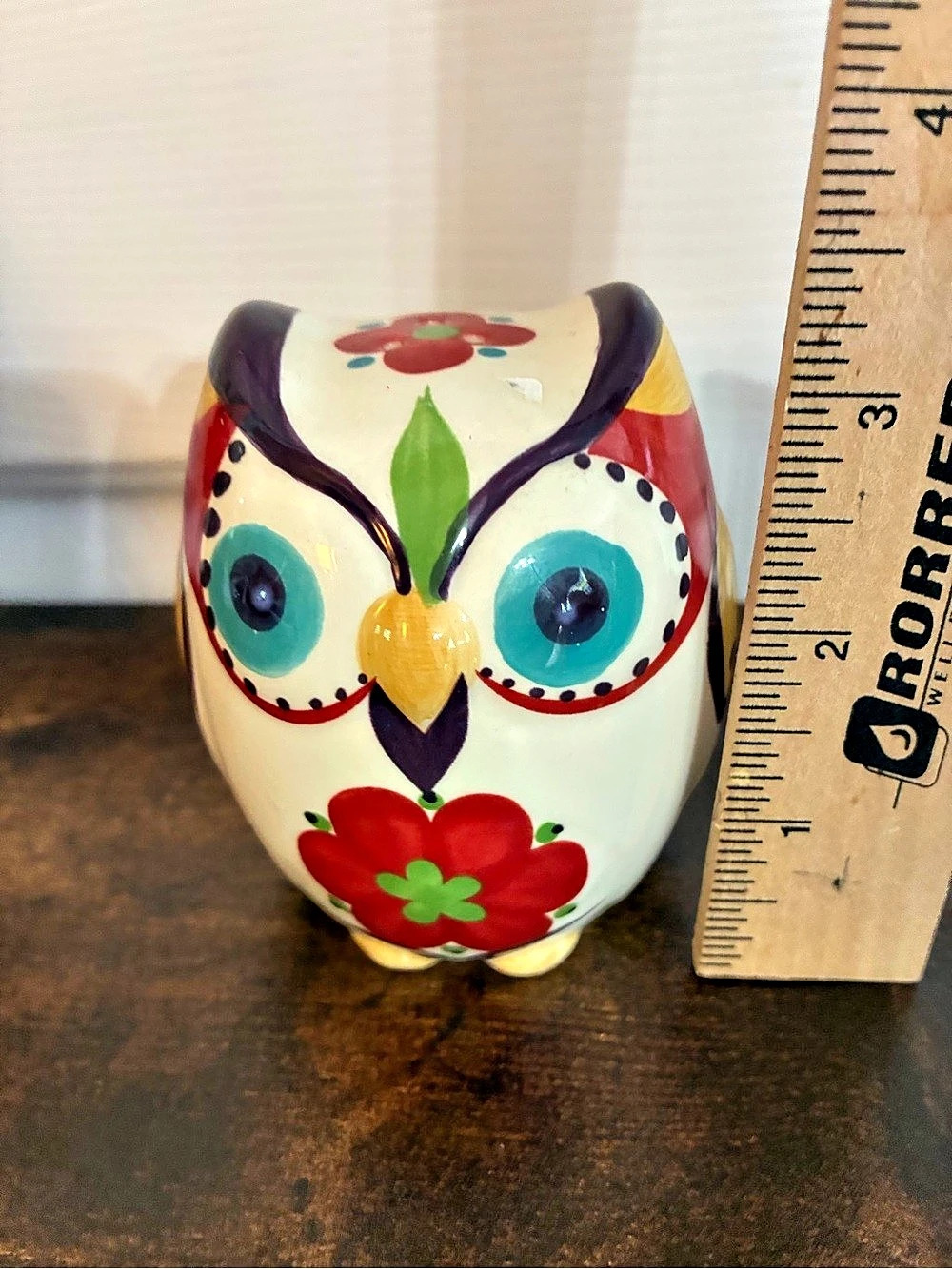 Bella Owl: Hand-Painted Owl Shaker Multicolor